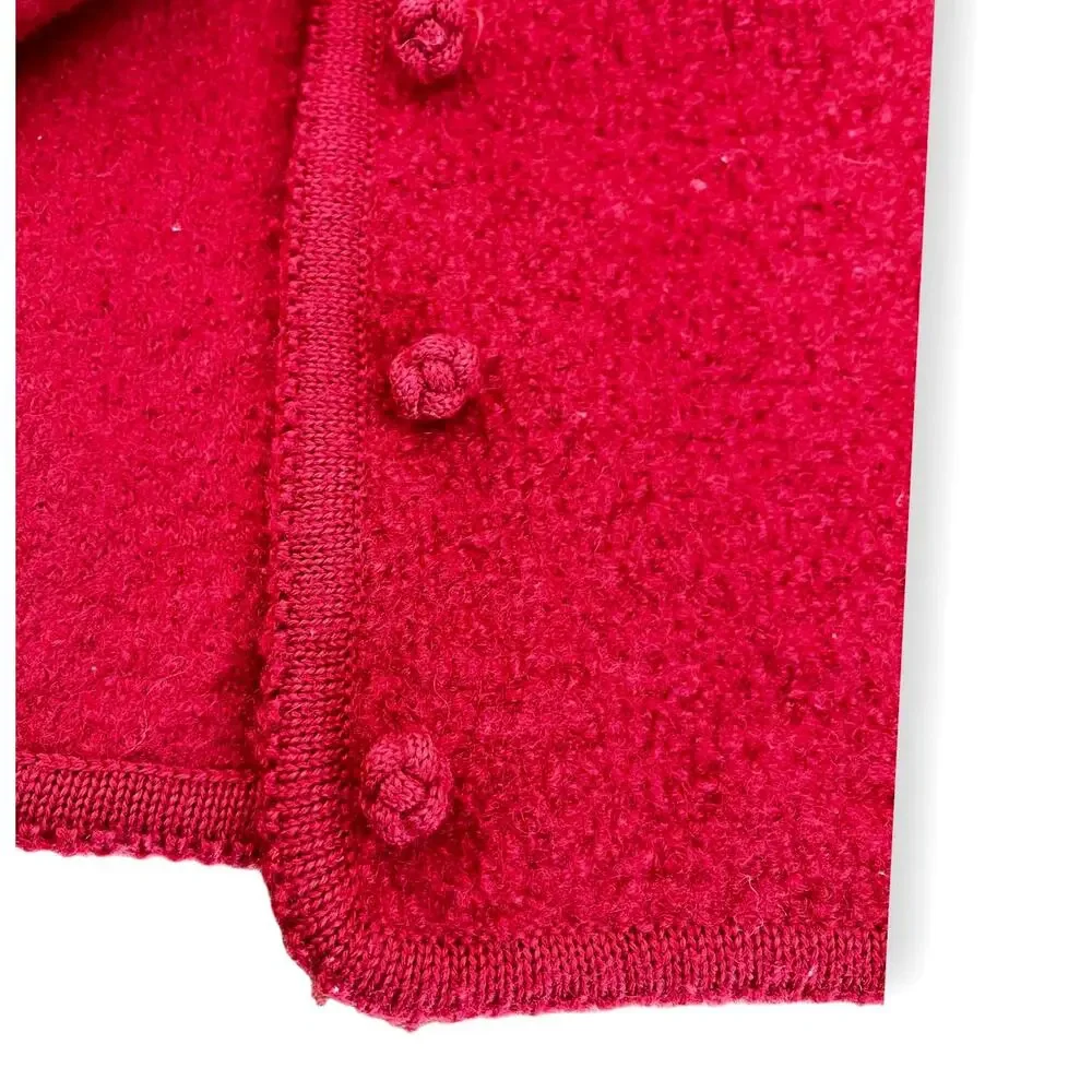Vtg. Lands End Bouclé Jacket Wool Sweater Cardigan | Sz 10, Red Vintage - Picture 3 of 8